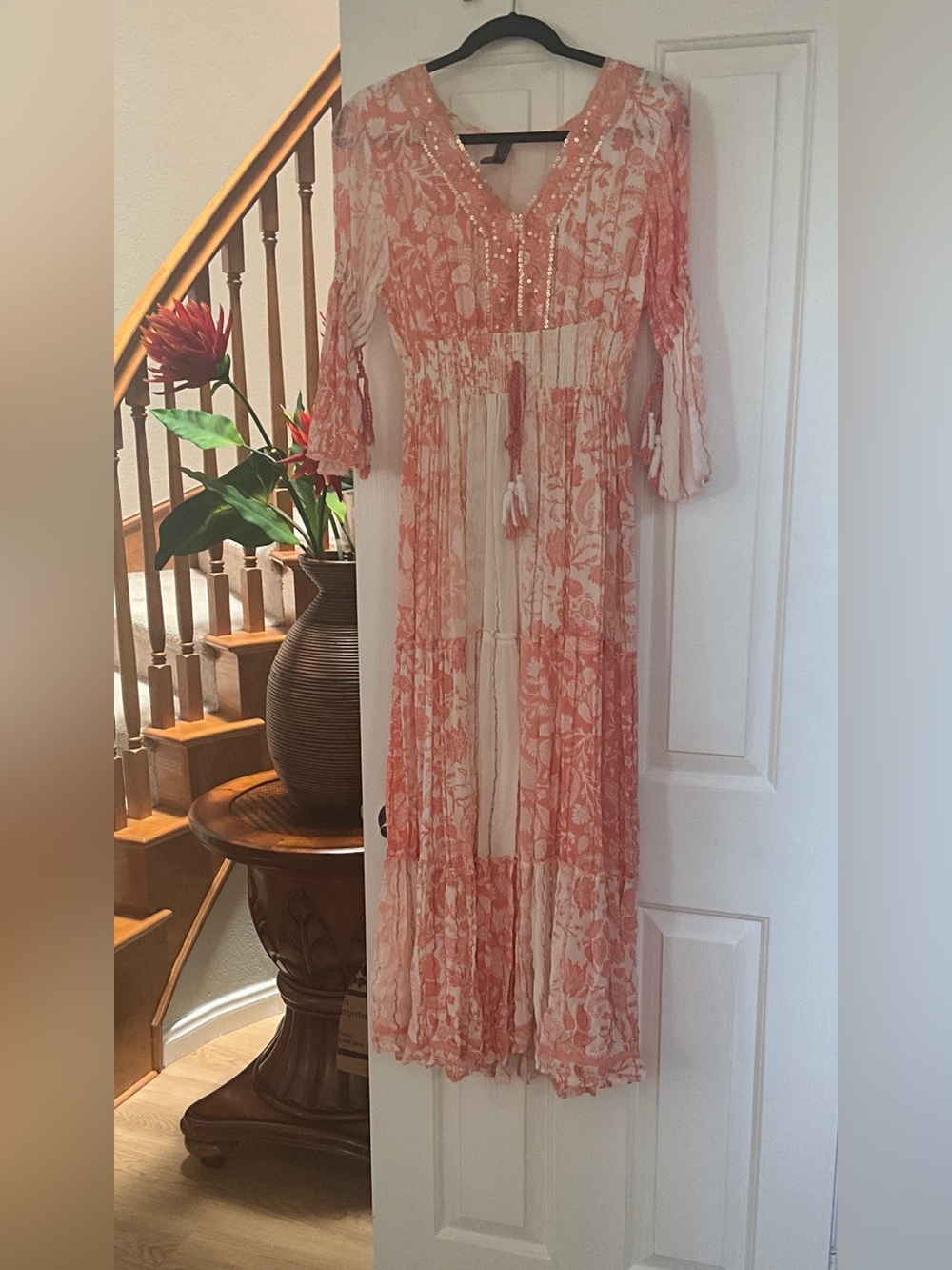 Peach & Cream Floral Maxi Dress